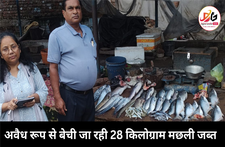 Today Gwalior News अवैध रूप से बेची जा रही 28 किलोग्राम मछली जब्त